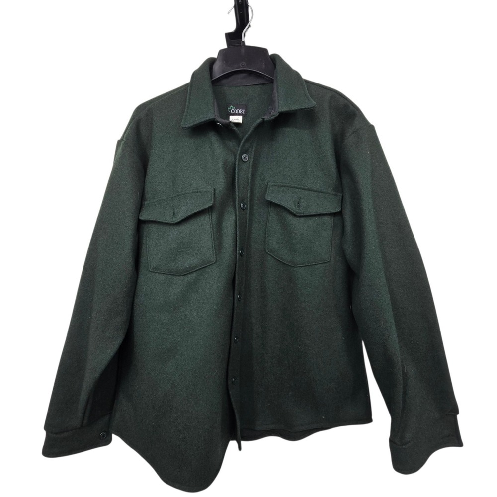 Vintage Codet Canada Hunting Button Shirt Heavy Wool Jacket Men's L Green Field